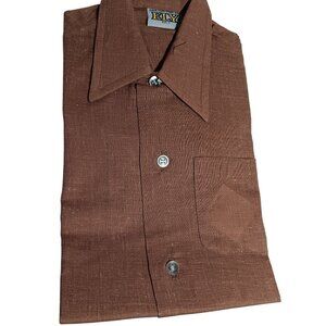 BOYS 2T Vintage 1970's Shirt ELY SALMON PINK FLECK THIN HIPPY SHIRT USA NEW